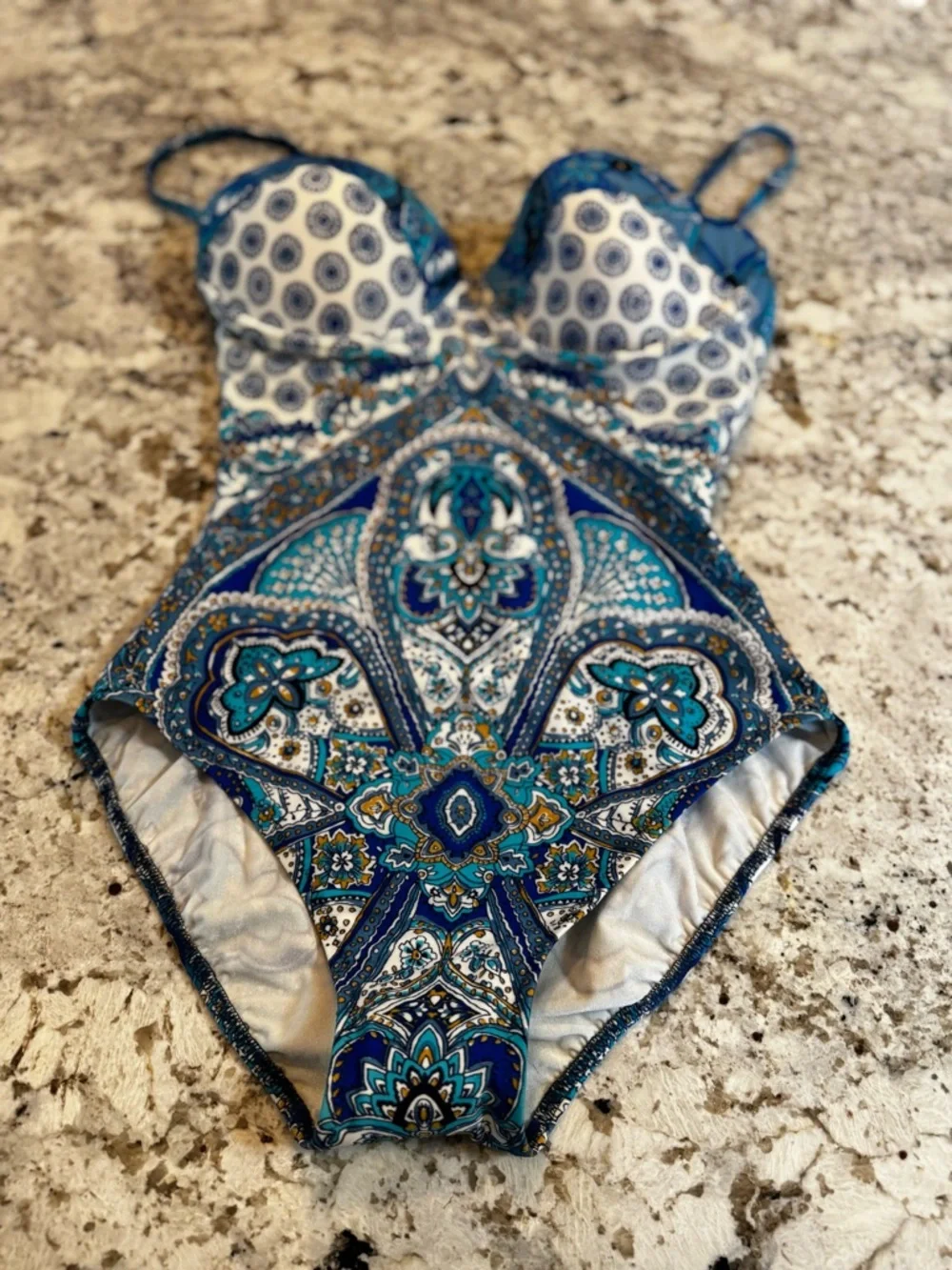 Gottex Blue White Paisley One-Piece‎ Swimsuit